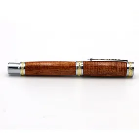 Premium Curly Hawaiian Koa Aloha Pen - Chrome