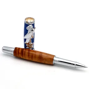 Premium Curly Hawaiian Koa Dolphin Pen - Chrome