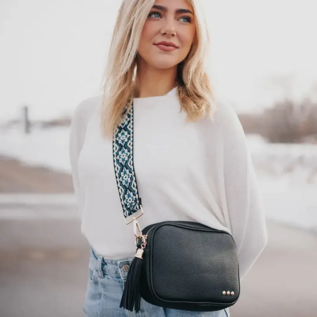 Pretty Simple Vegan Leather Crossbody Bag with Guitar Strap