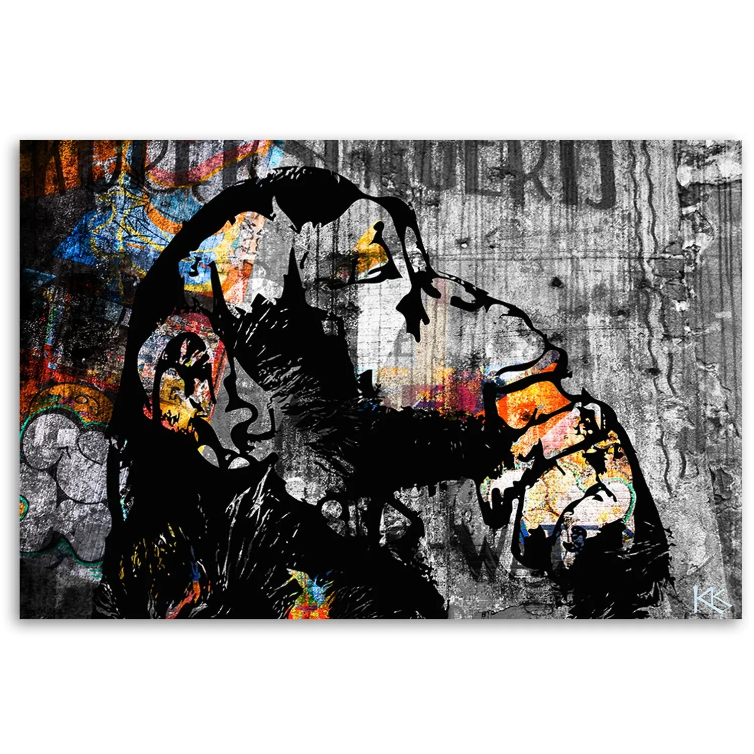 Quadro su tela, Street Art Banky Monkey Abstraction