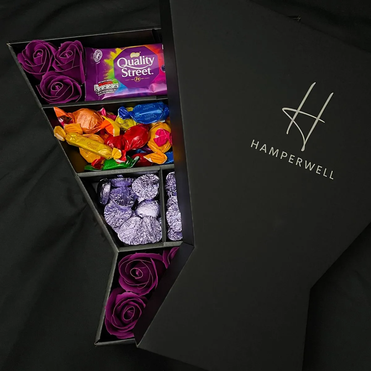 Quality Street Signature Chocolate Bouquet With Purple Roses