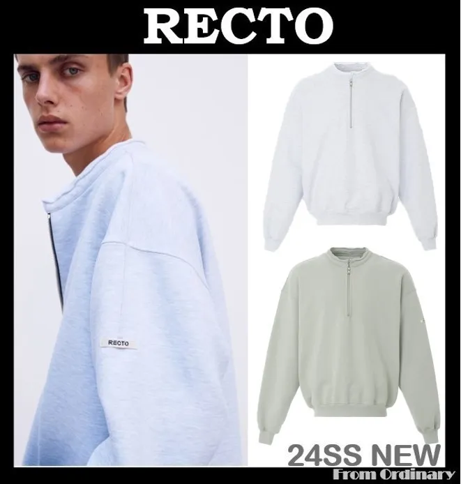 RECTO  |Street Style Cotton Logo Sweatshirts