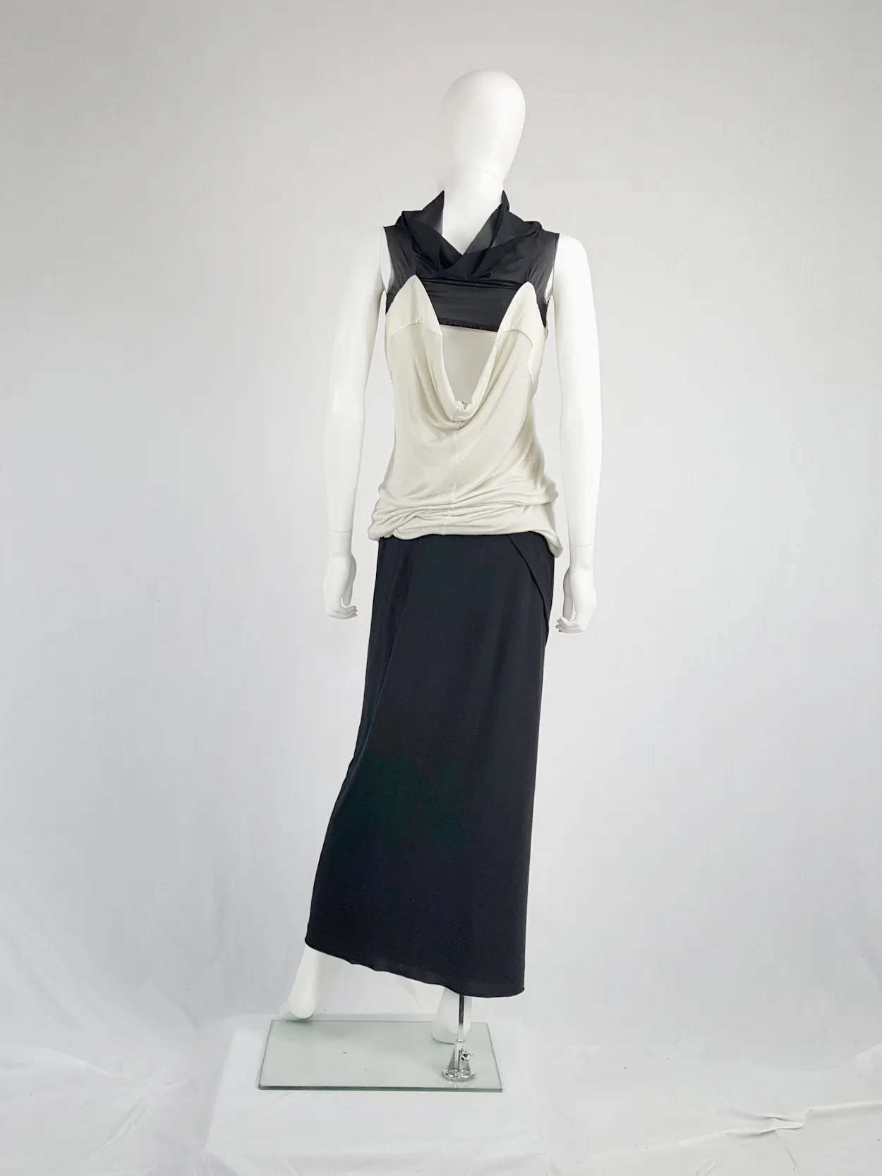 Rick Owens Lilies black maxi skirt with front drape