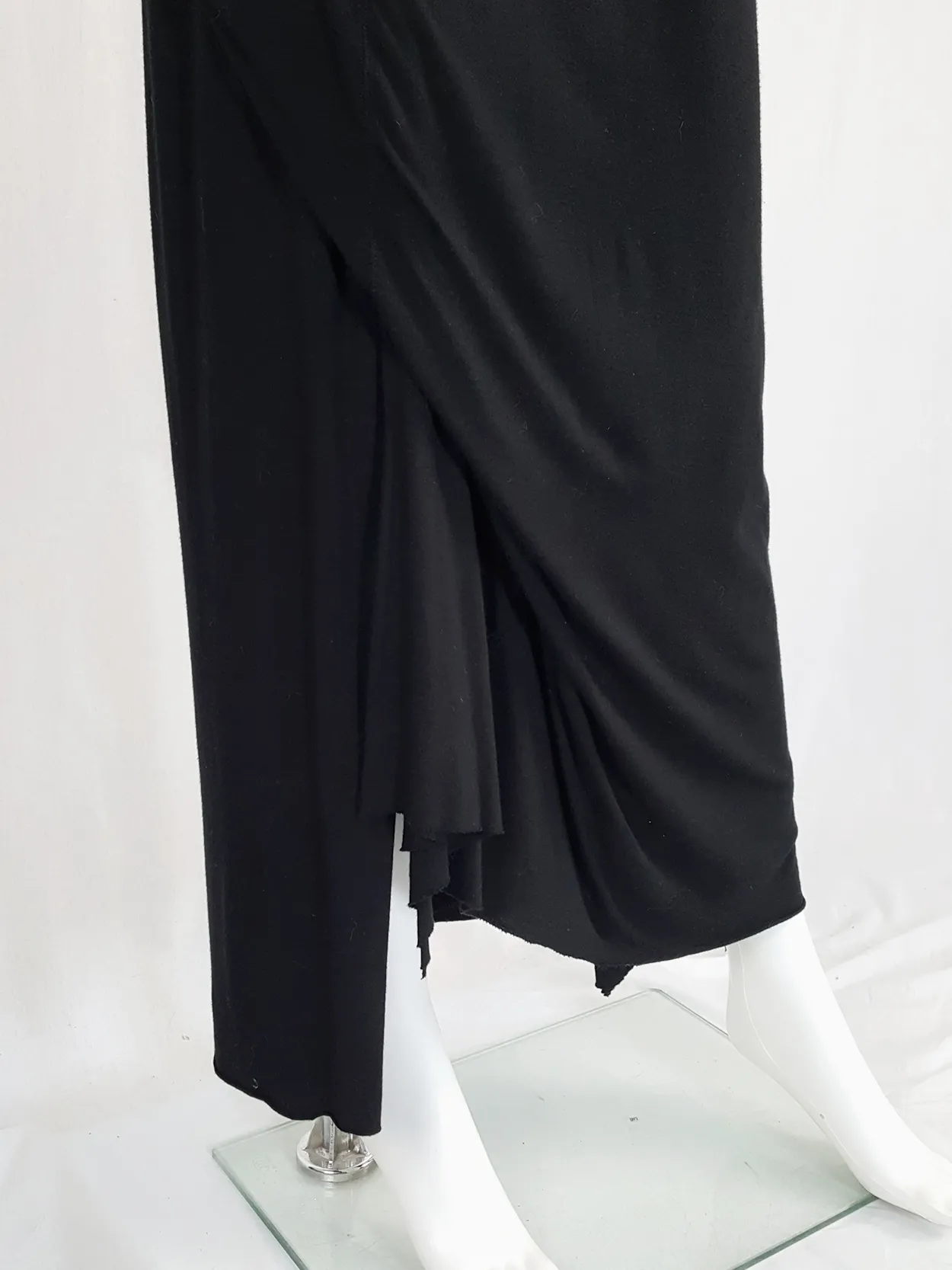 Rick Owens Lilies black maxi skirt with front drape