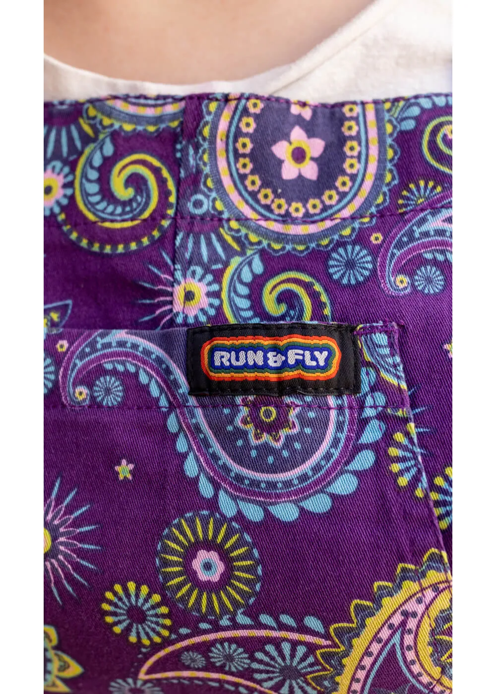 Run & Fly Paisley Twill 70's Pinafore Dress Purple