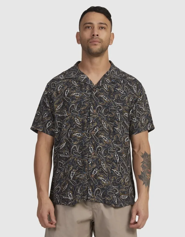 RVCA  |Paisley Linen Street Style Short Sleeves Shirts