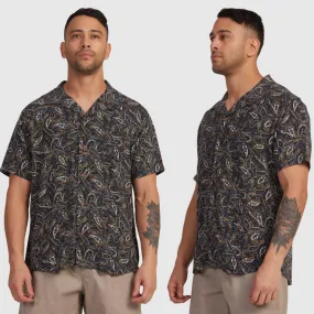 RVCA  |Paisley Linen Street Style Short Sleeves Shirts