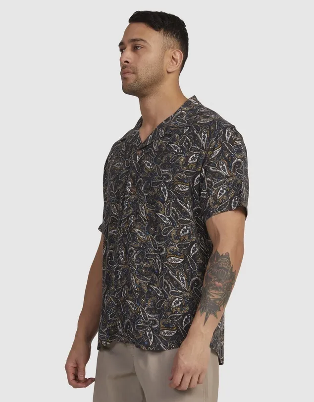 RVCA  |Paisley Linen Street Style Short Sleeves Shirts