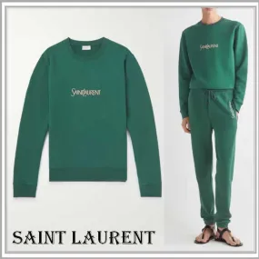 Saint Laurent  |Unisex Street Style Cotton Logo Luxury Sweatshirts