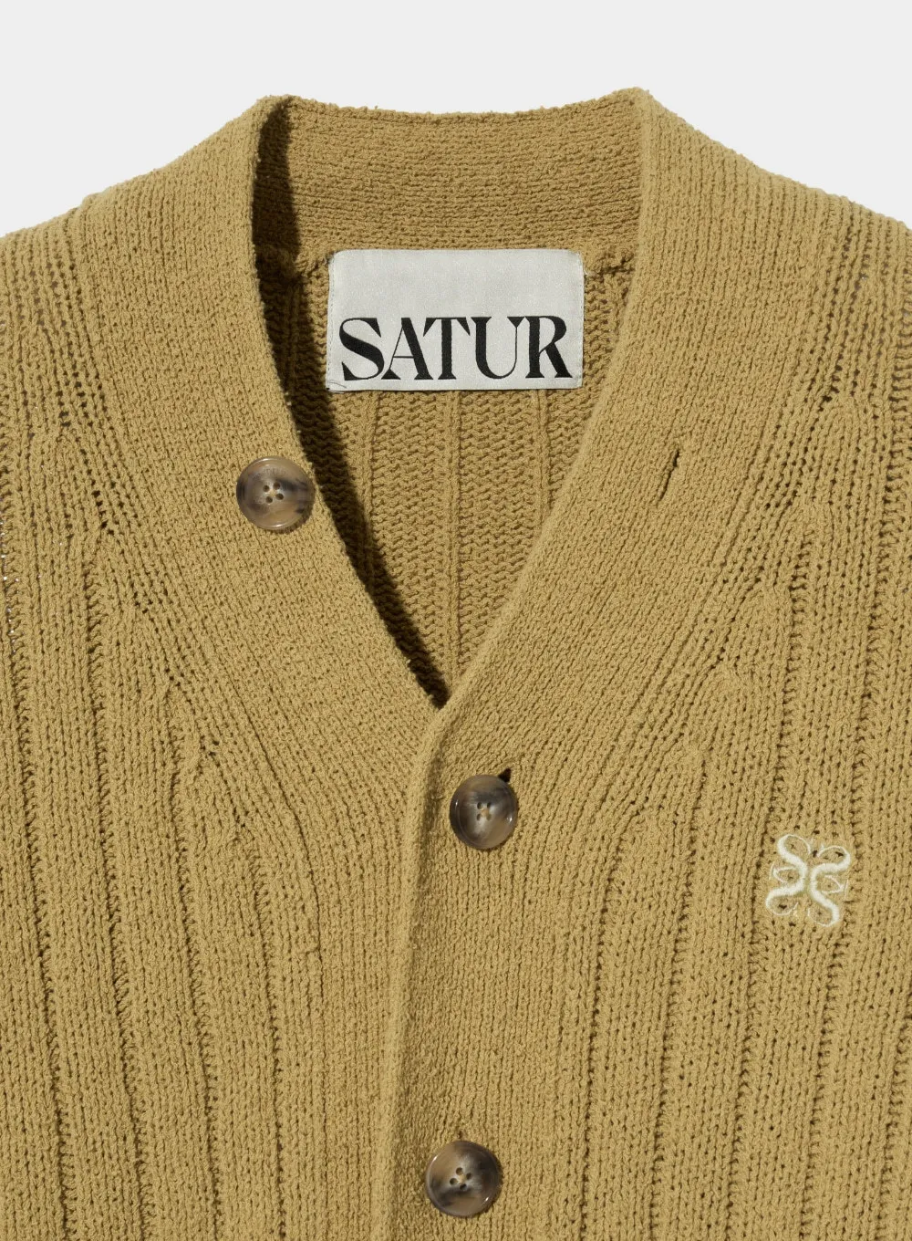 SATUR  |Street Style Long Sleeves Plain Cotton Logo Cardigans