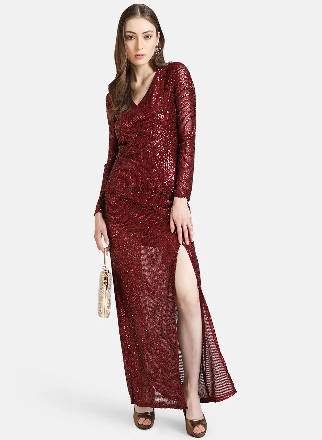 Sequin Maxi Dress With Front Slit