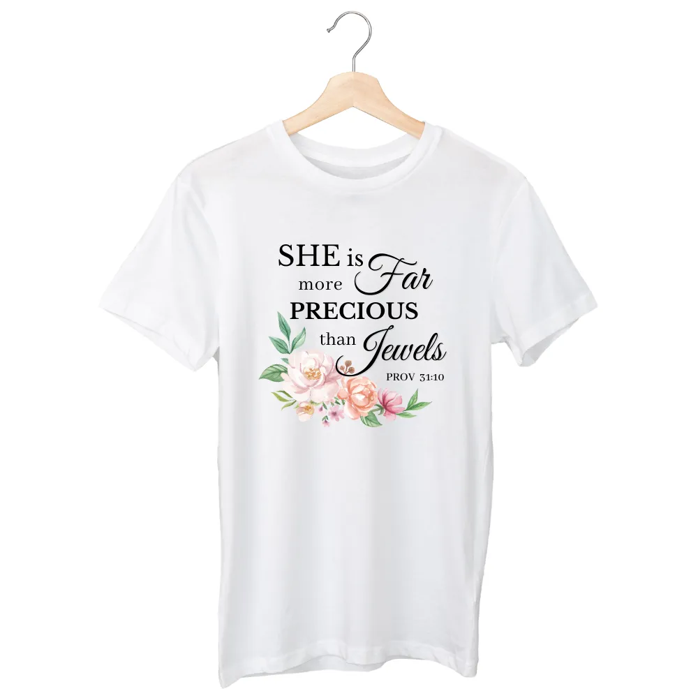 She is far more precious than jewel T-shirt - White/Black/Maroon