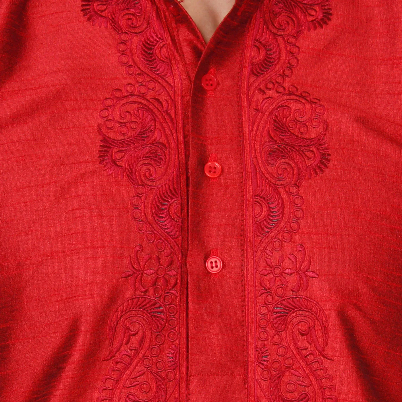 Silk Embroidered Mens Kurta Pajama India Clothing (Maroon)