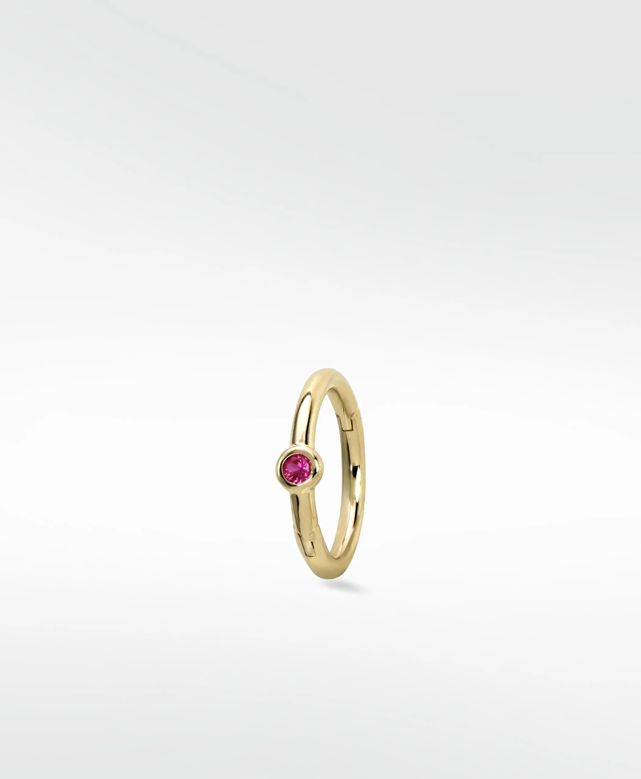 Simple Hoop With Solitaire Stone - Ruby