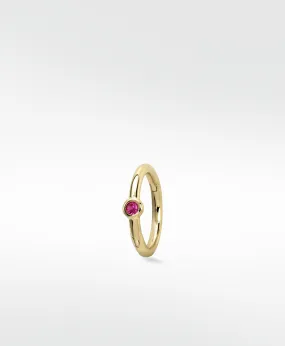 Simple Hoop With Solitaire Stone - Ruby