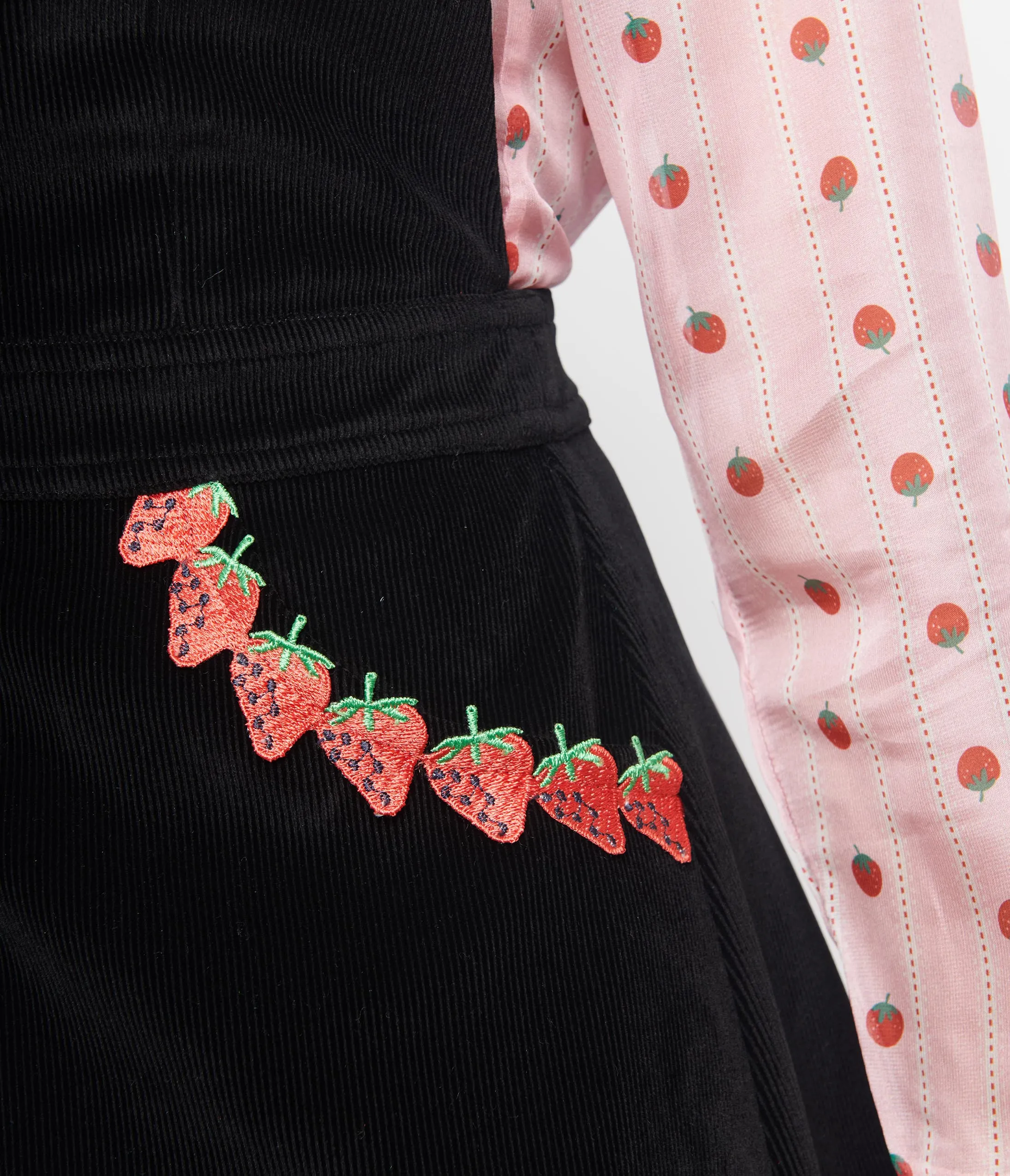 Smak Parlour Black & Strawberry Trim Pinafore Skirt