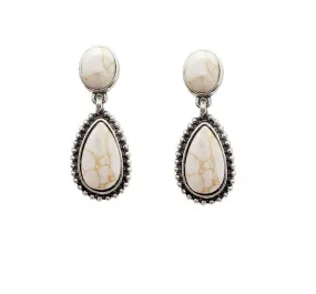 Small Cream Teardrop dangle post earrings