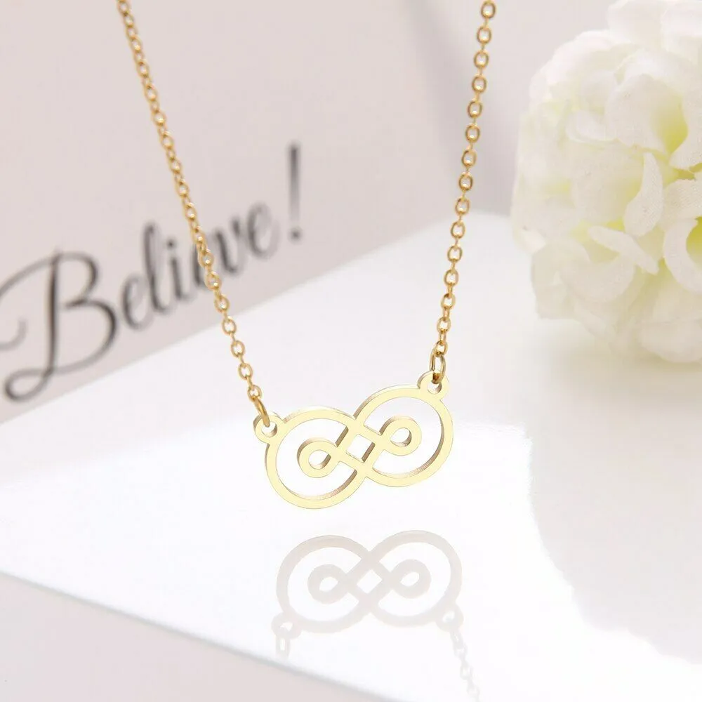 Solid Gold Simple Elegant Infinity Pendant With High Polished Finishing SP36