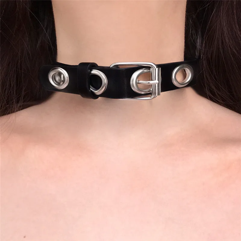 STREET FASHION RIVET PU BUCKLE NECKBAND BY13006