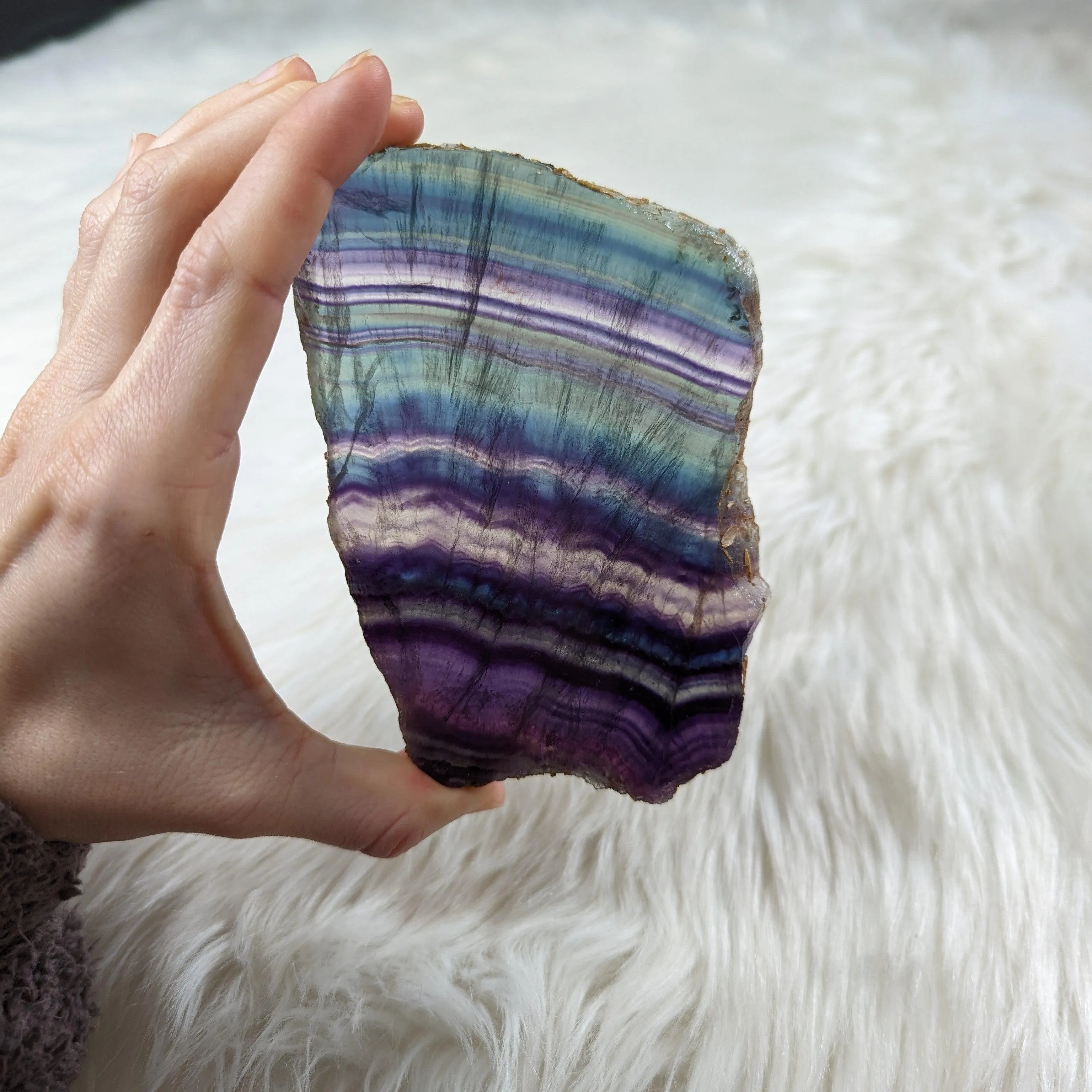 STUNNING Rainbow Flourite Slice #1 ~ Translucent and Vibrant!