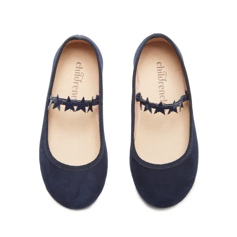 Suede Stars Elastic Mary Janes in Navy