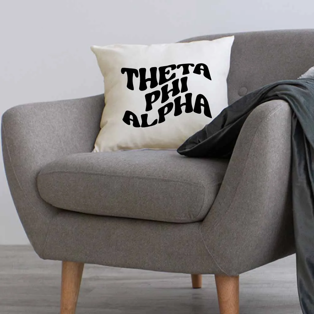 Theta Phi Alpha Greek Mod Design on a Sorority Throw Pillow Cover for Dorm Room or Apartment Decor