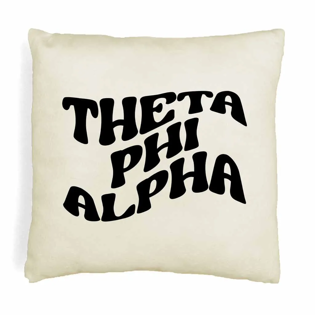 Theta Phi Alpha Greek Mod Design on a Sorority Throw Pillow Cover for Dorm Room or Apartment Decor