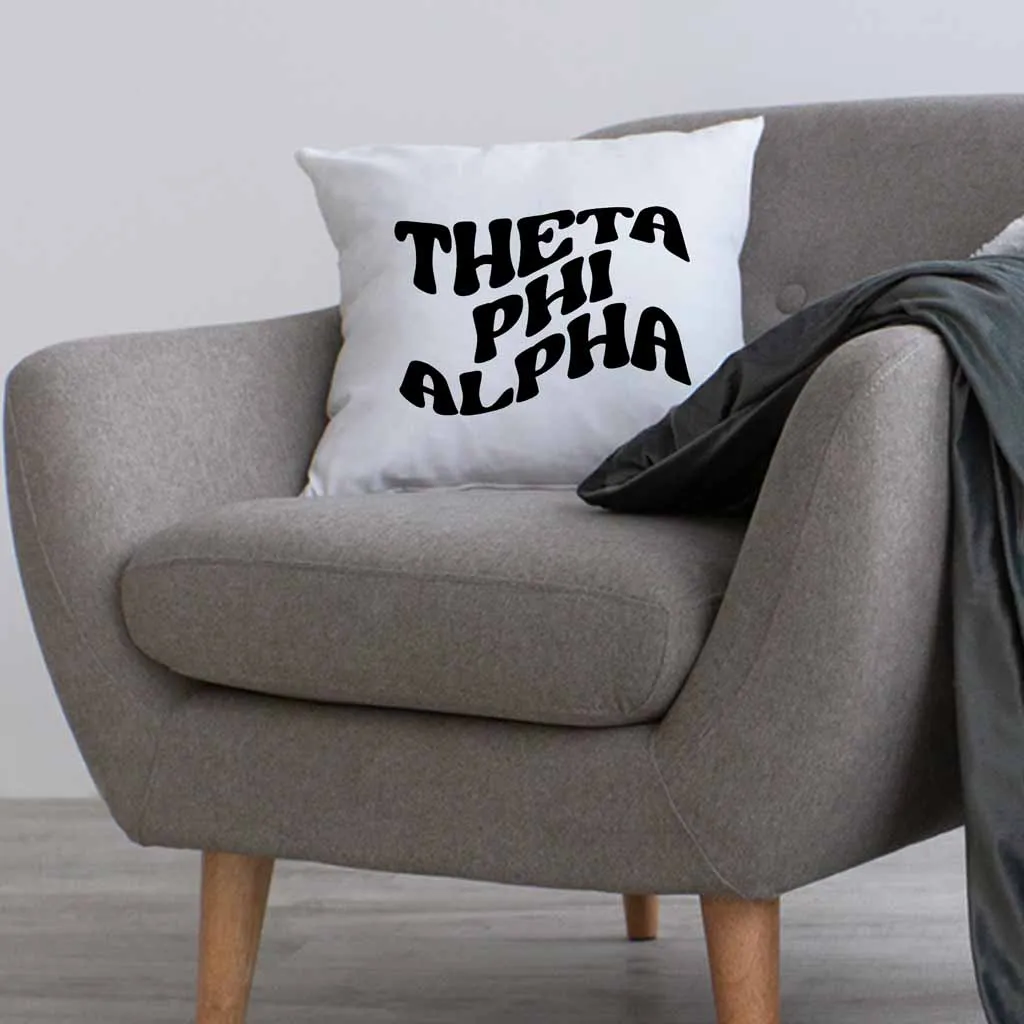 Theta Phi Alpha Greek Mod Design on a Sorority Throw Pillow Cover for Dorm Room or Apartment Decor