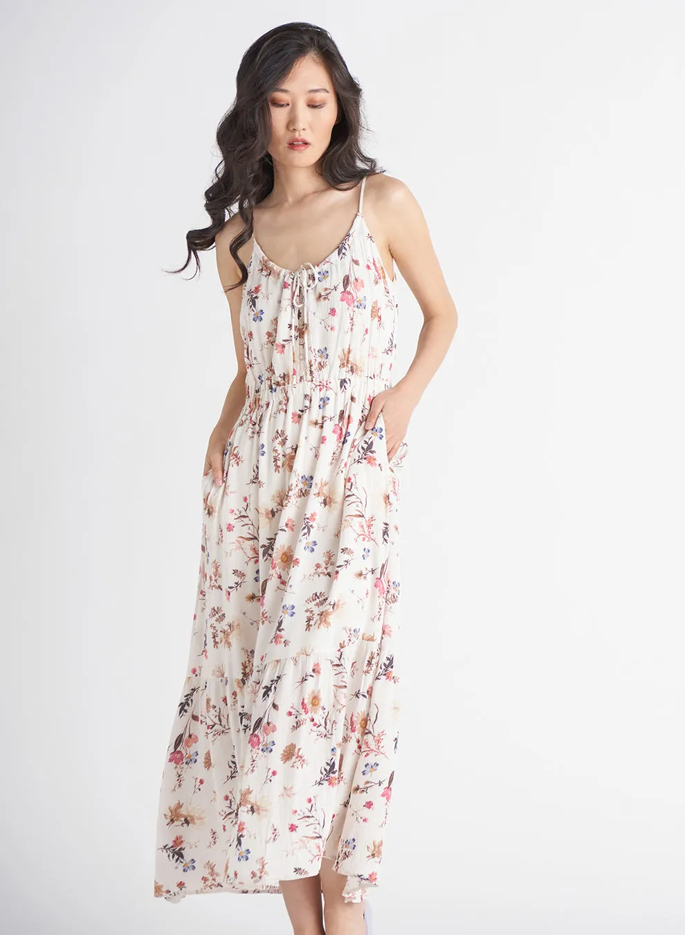 Tie Front Tiered Maxi Dress