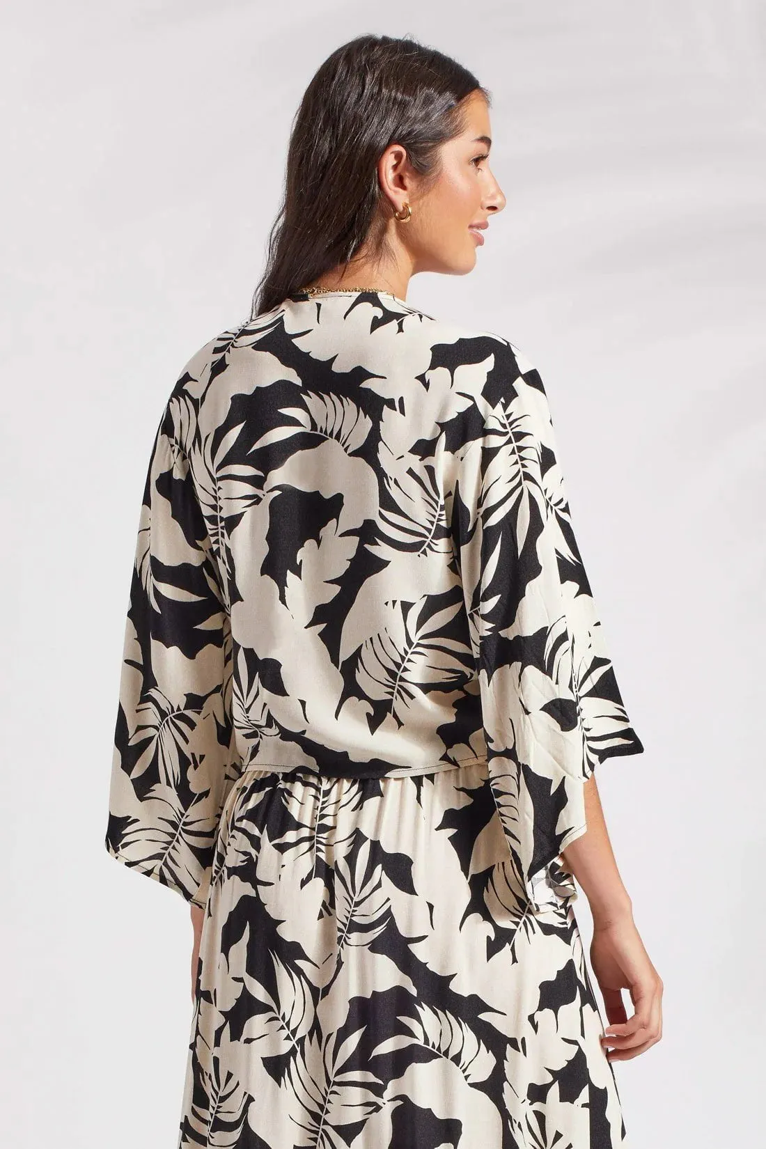 Tribal Printed Kimono Top with Front Tie- Multi