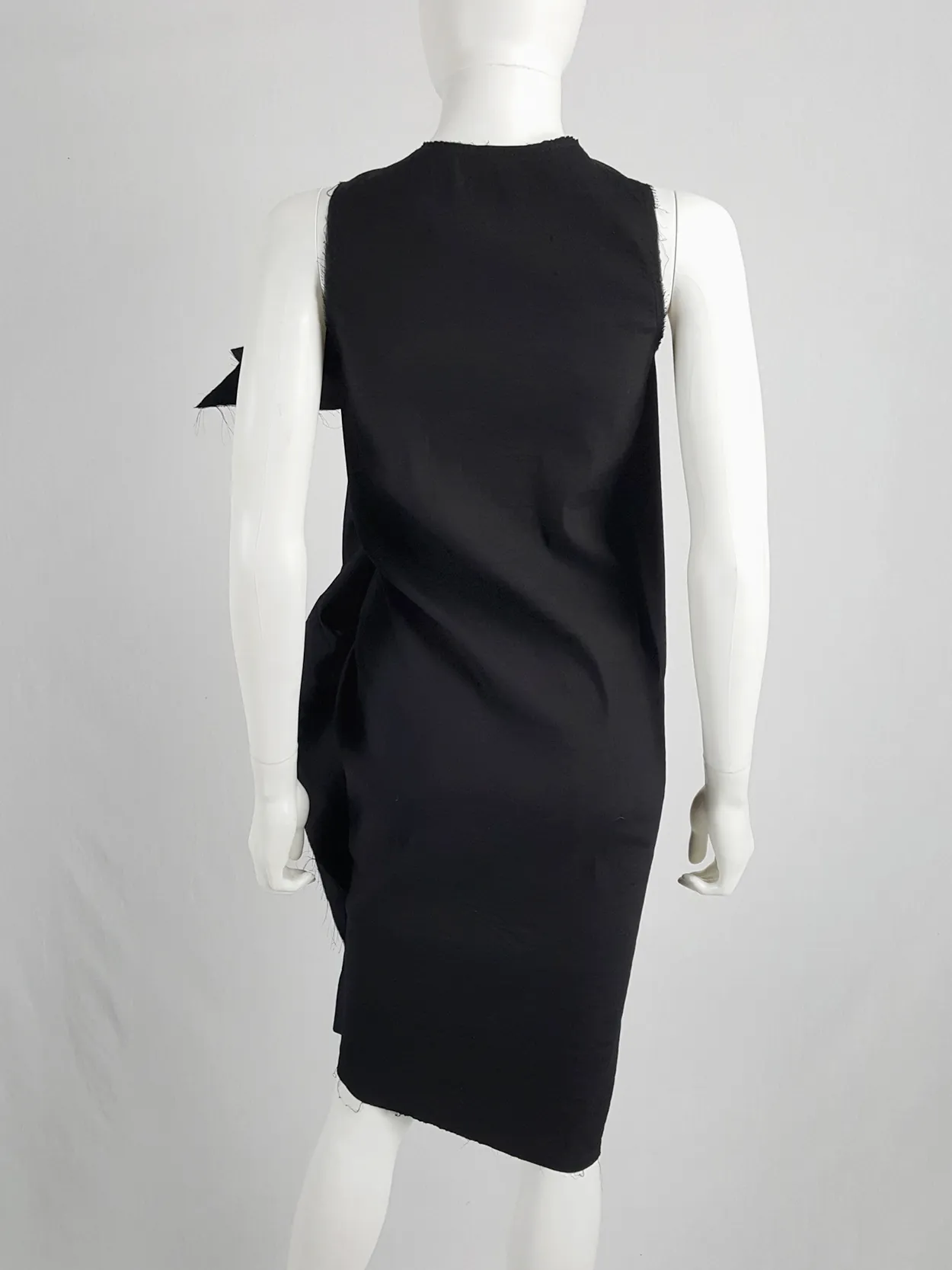 Uma Wang black dress with sculptural front drape — spring 2013