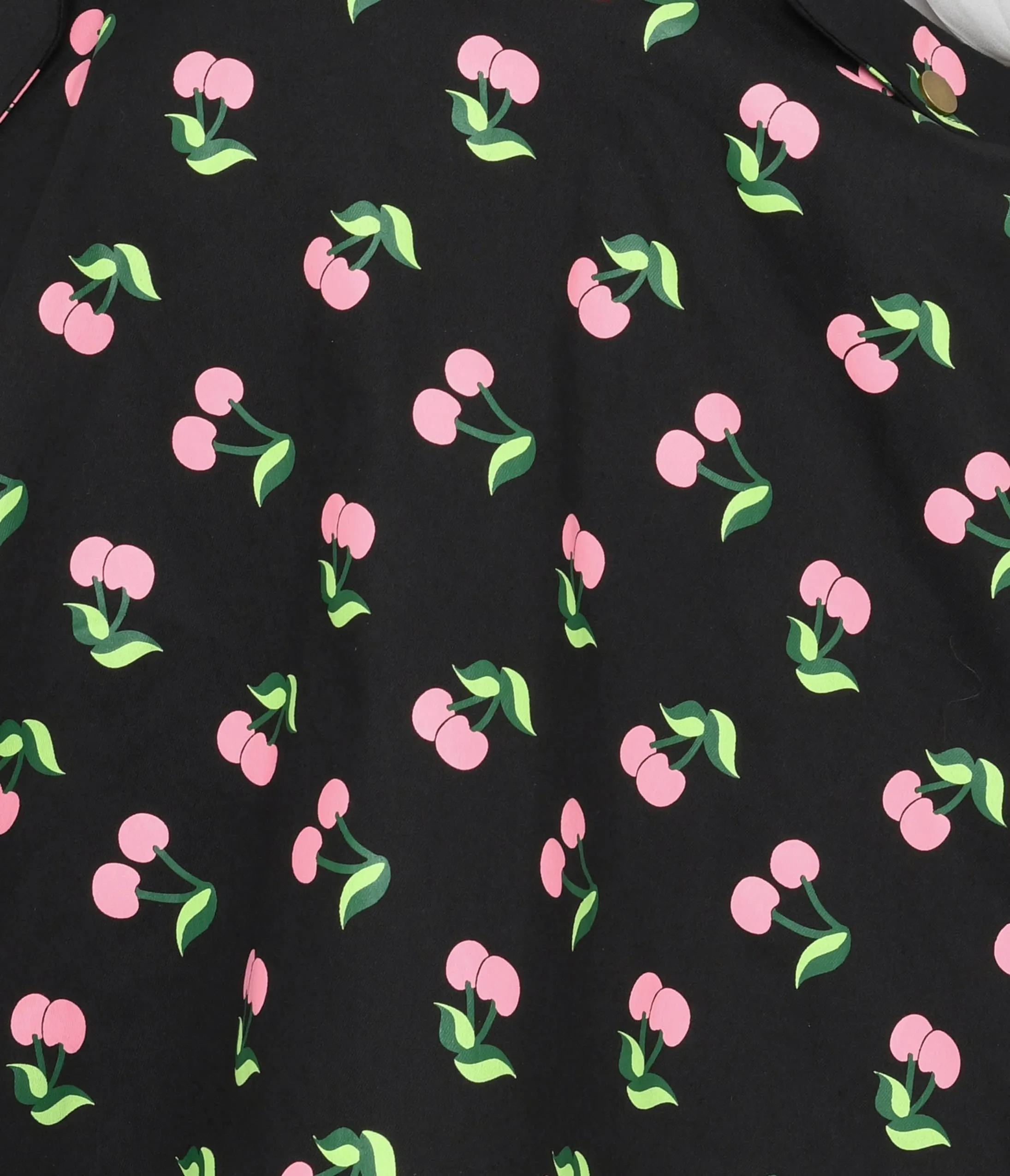 Unique Vintage Black & Pink Cherries Brionne Pinafore Skirt