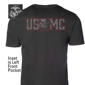 USMC Devil Dog Back With Front Pocket T-shirt, Gray EGA