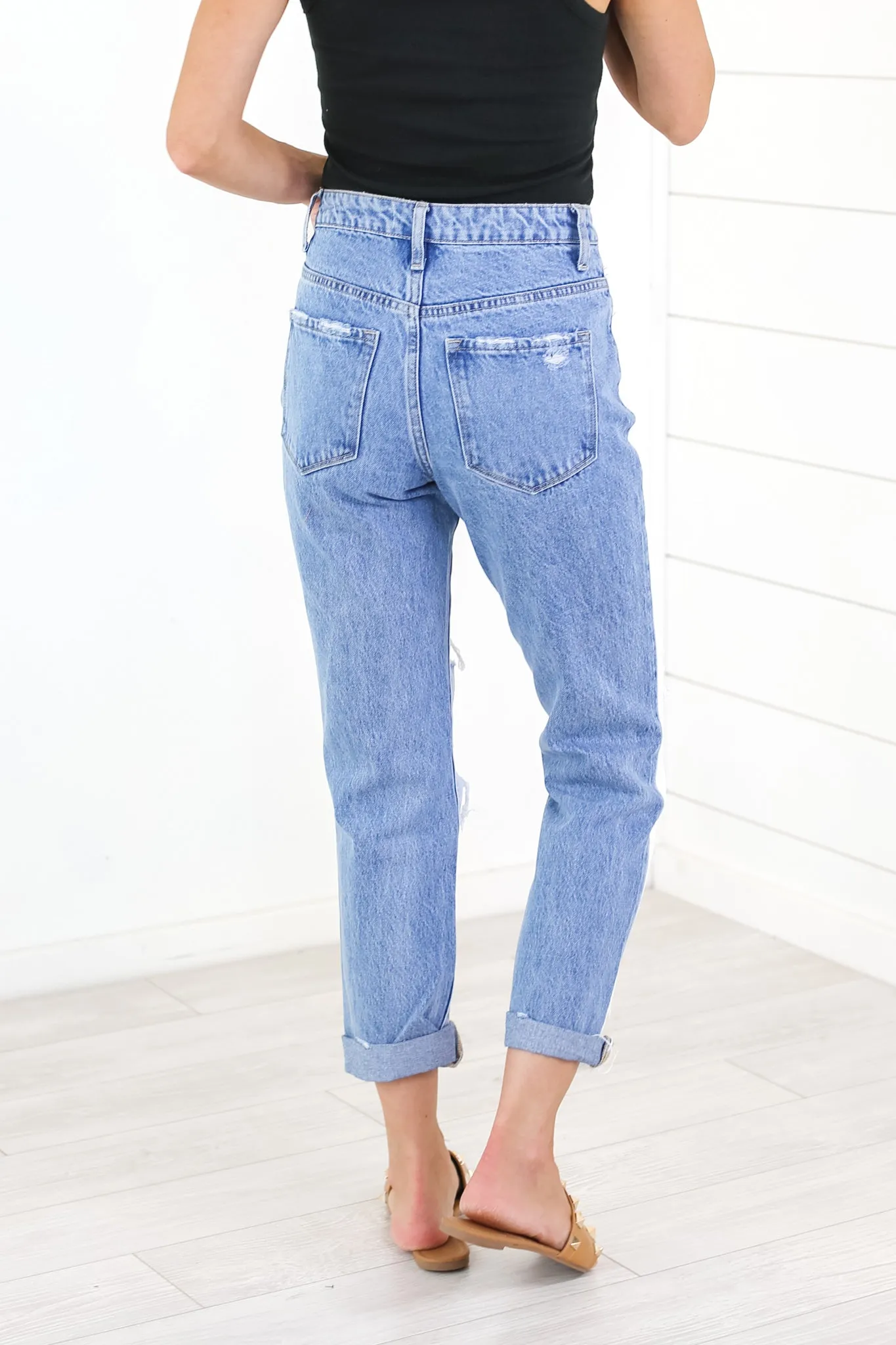 VERVET High Rise Colorblock Mom Jean