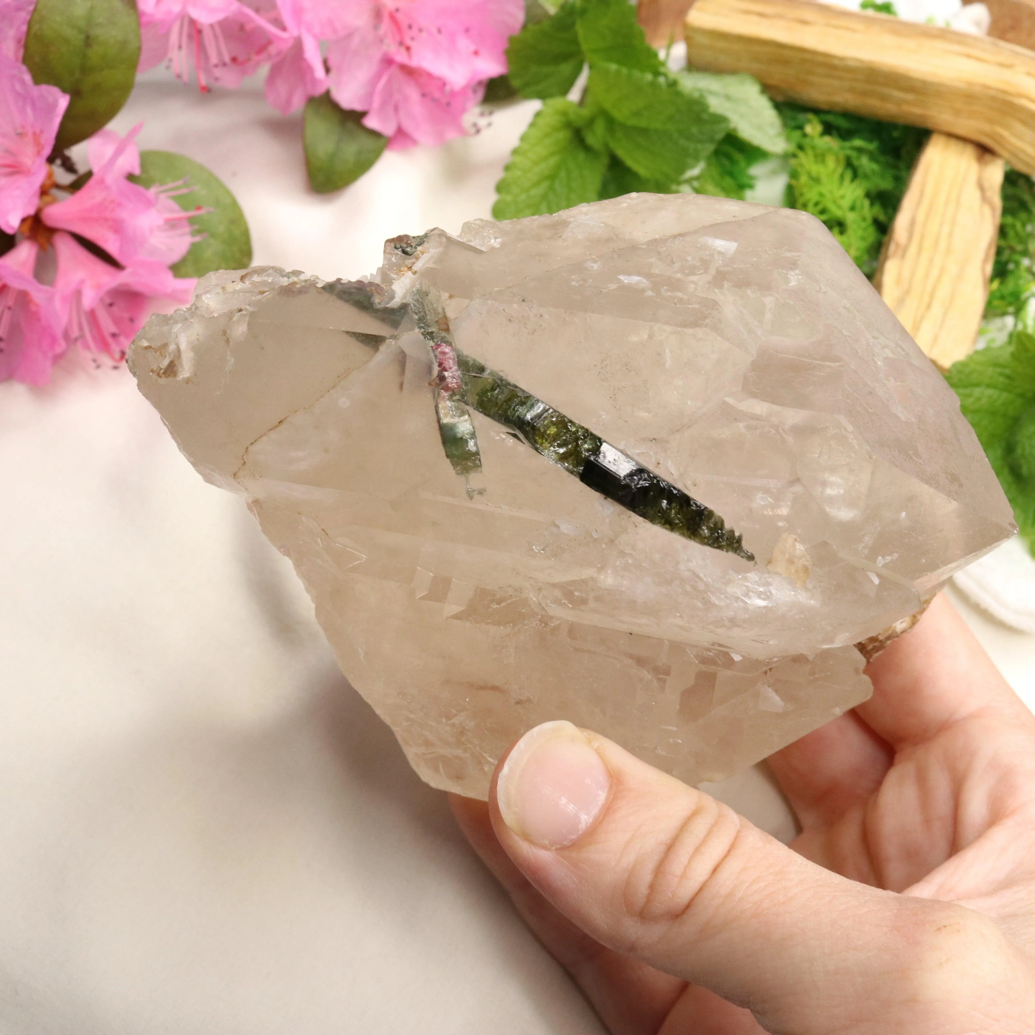 Very Unique Watermelon Tourmaline in Matrix Cathedral Quartz Point~ Balancing and Uplifting Vibrations