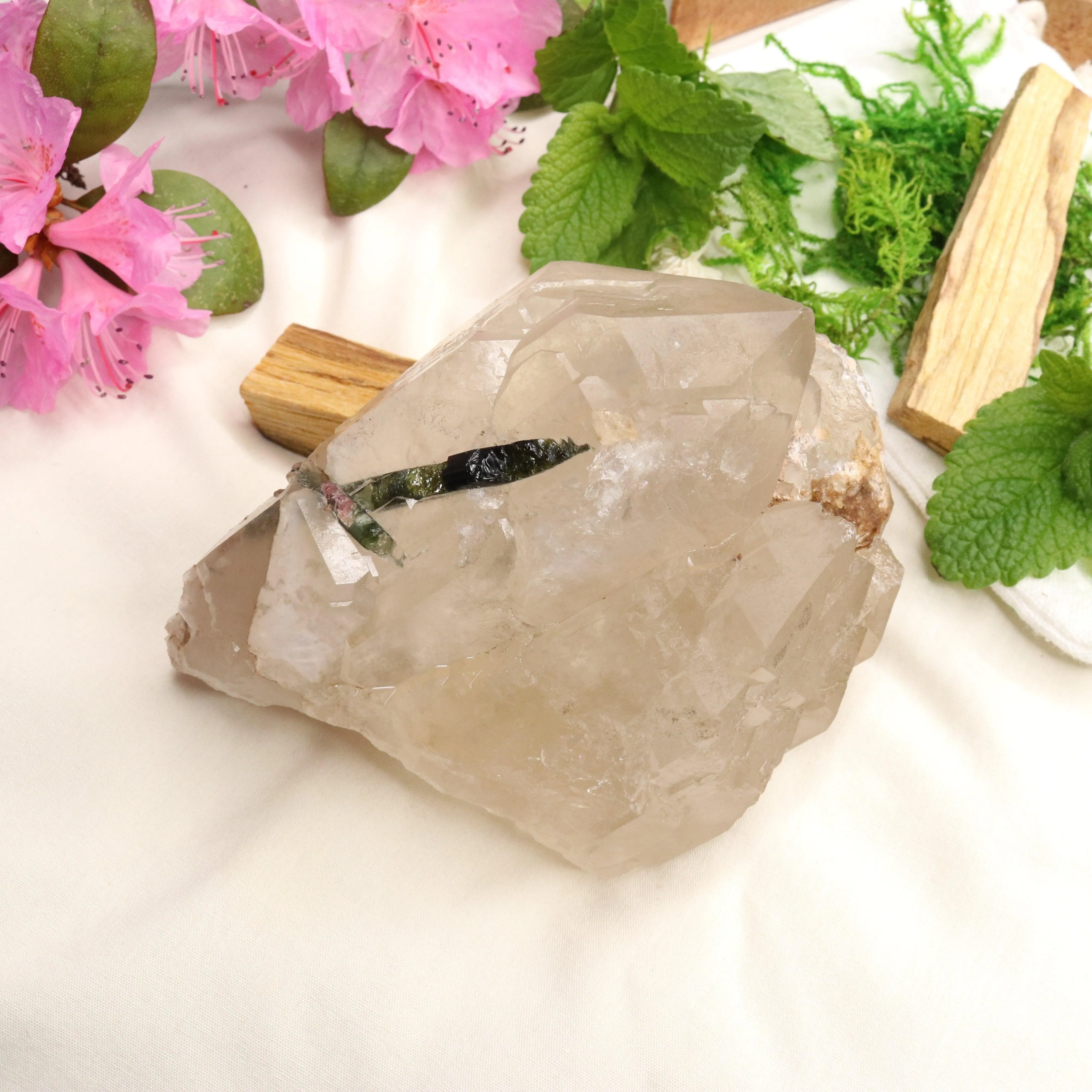 Very Unique Watermelon Tourmaline in Matrix Cathedral Quartz Point~ Balancing and Uplifting Vibrations