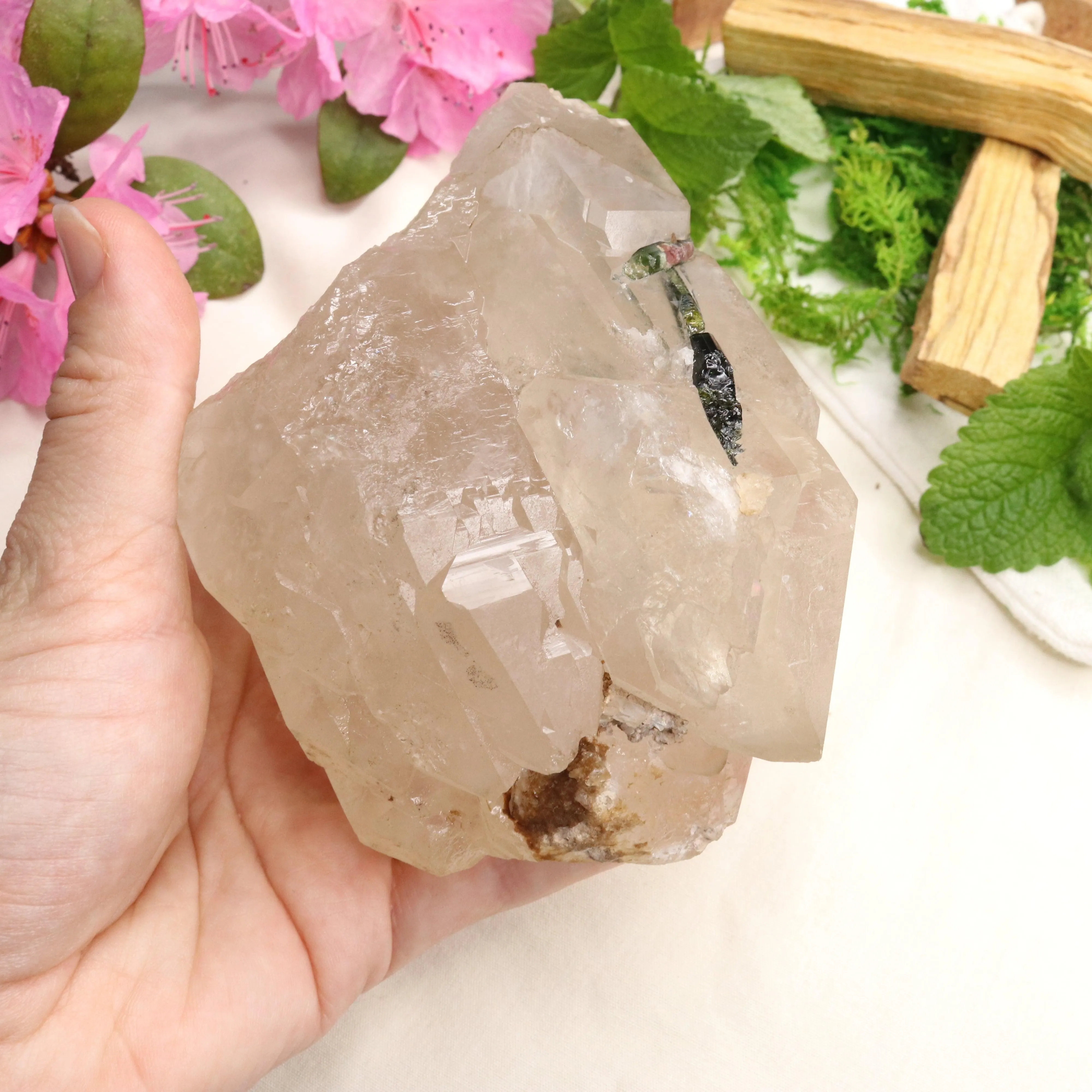 Very Unique Watermelon Tourmaline in Matrix Cathedral Quartz Point~ Balancing and Uplifting Vibrations