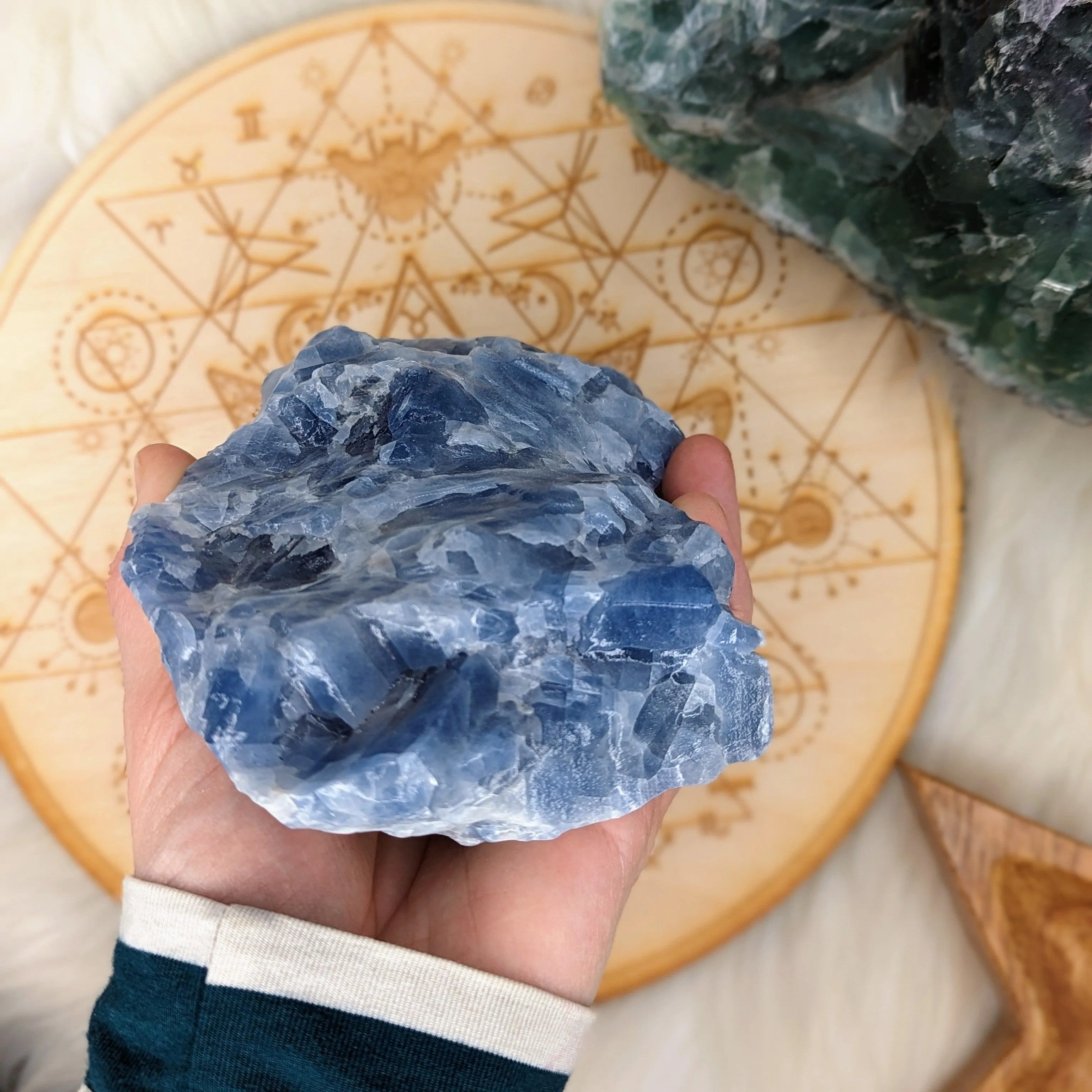 Watery Blue Calcite Large Free Form Specimen from Mexico~ Beautiful Acid Wash