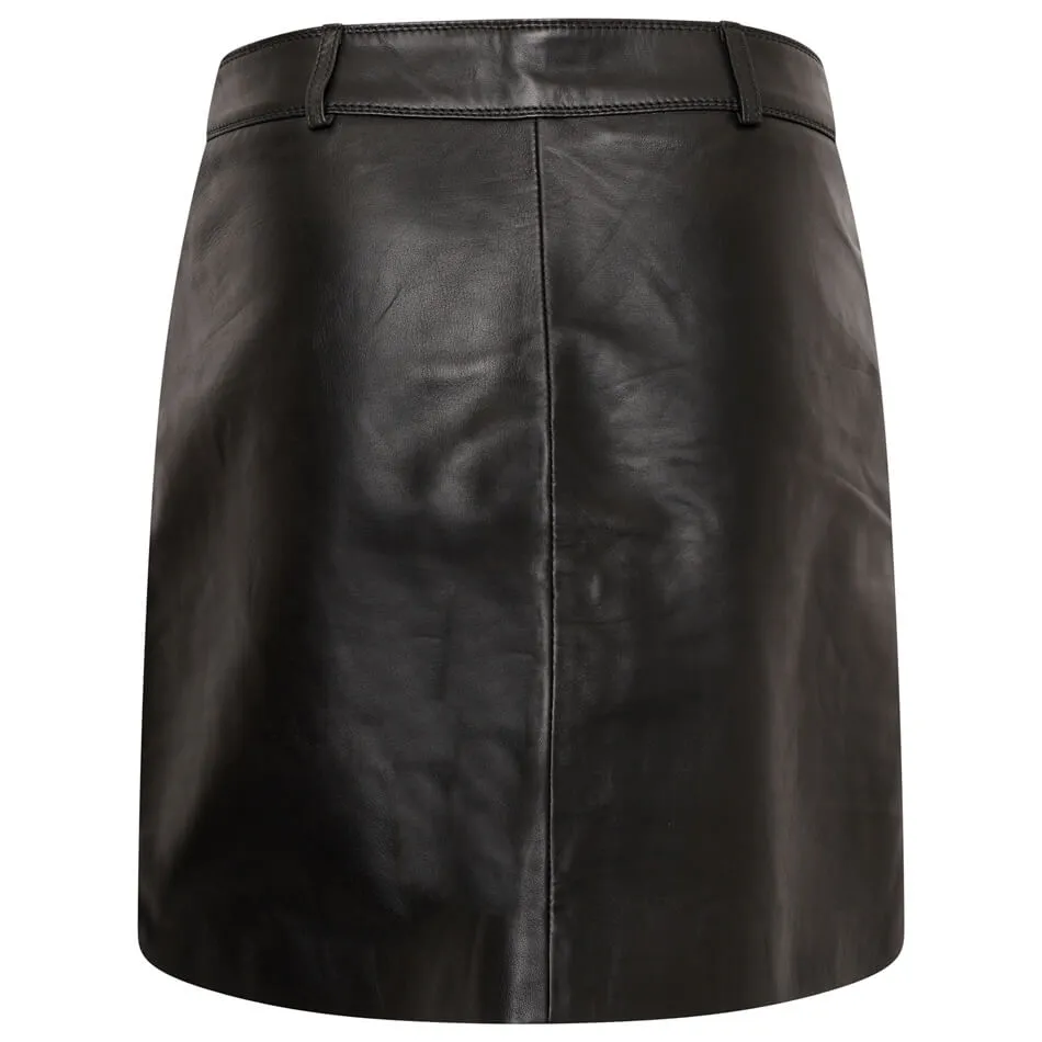 Women's Real Leather Skirt with Front Zip - Barneys Originals