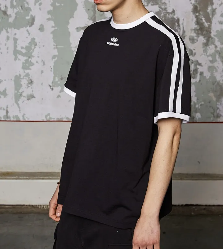 WOOALONG  |Unisex Street Style Plain Cotton Logo T-Shirts