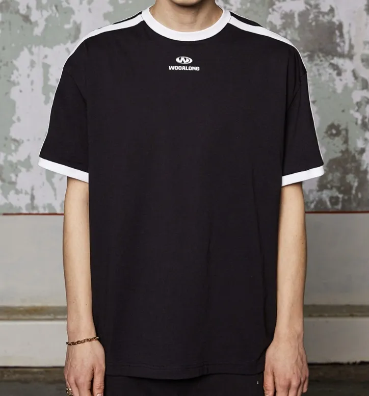 WOOALONG  |Unisex Street Style Plain Cotton Logo T-Shirts