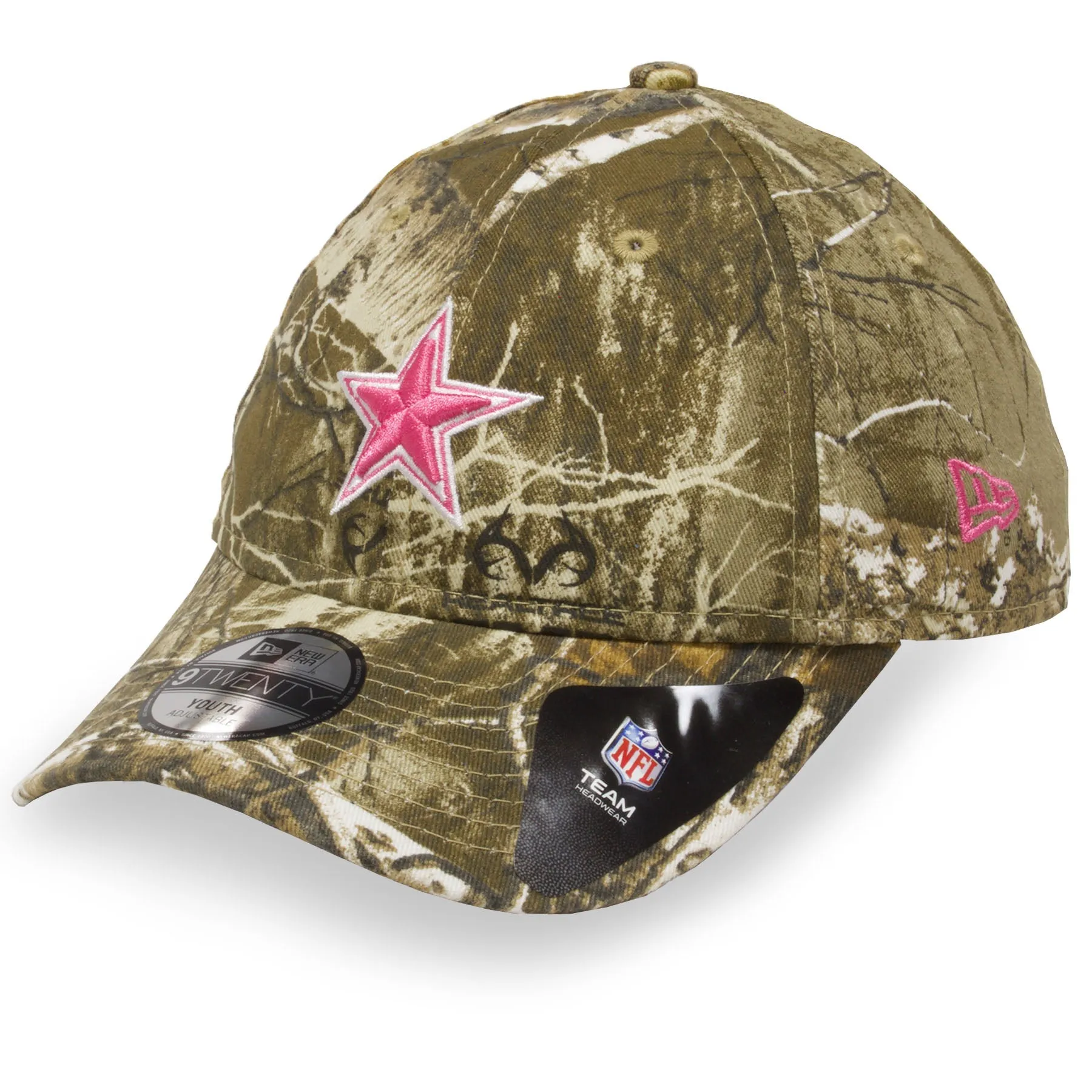 Youth Dallas Cowboys Girl's Realtree Camouflage Pink Logo 9Twenty Dad Hat