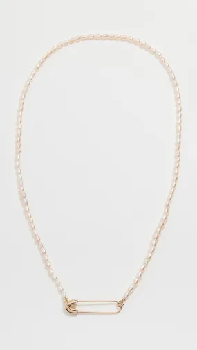 Zoe Chicco   14k Pearl Bead Necklace with a 14k Safety Pin Closure in Front 